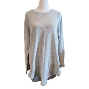 Leif Nelson Lagenlook Sky Blue Two Tone Textured Knit Tunic Large